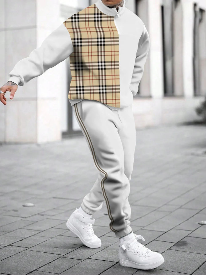 Herren sportliches Outfit mit hohem Kragen und modischem Grafikdesign Aliams