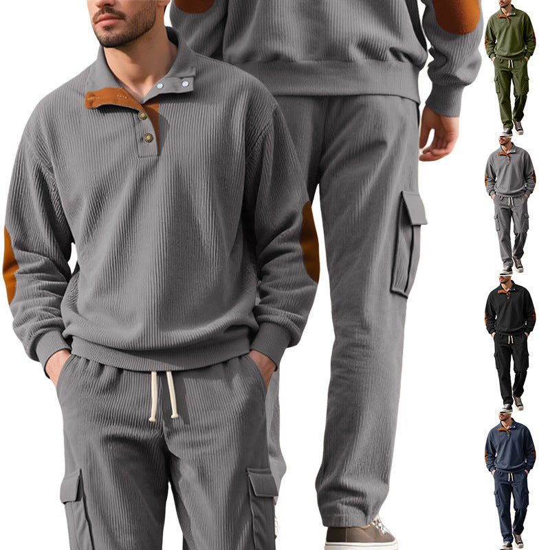 Herren komfortabler Strickanzug mit Knopfleiste und Taschen Aliams