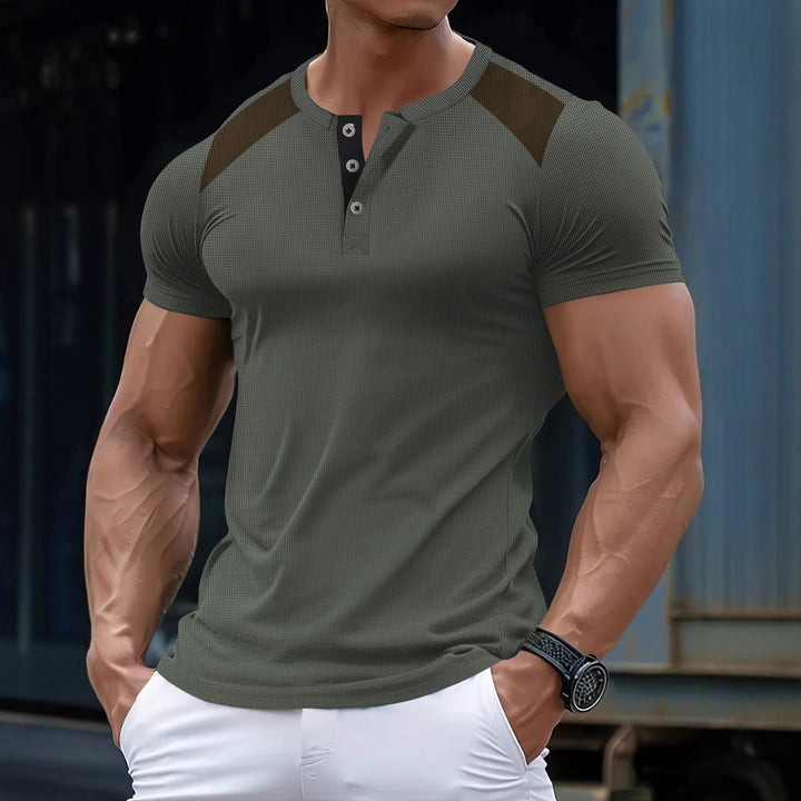 Herren Freizeit Henley-Shirt mit Mesh-Details Aliams