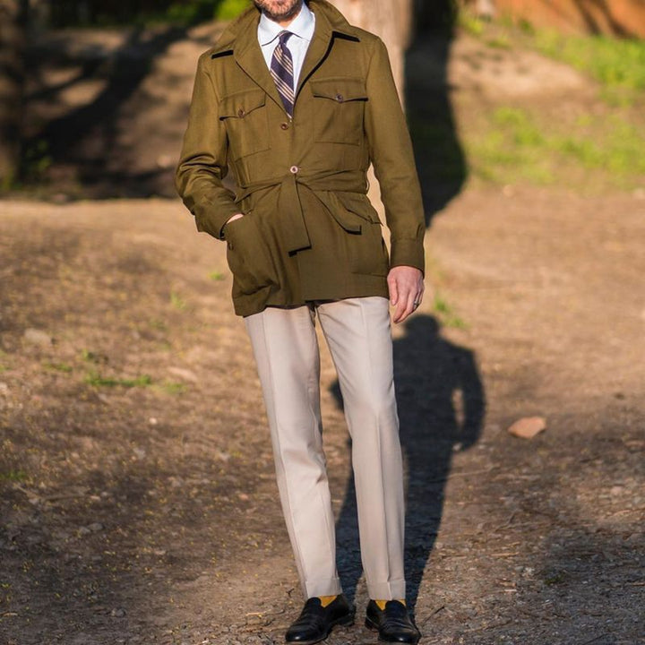Herren Utility-Jacke mit Taillengürtel und funktionellen Taschen Aliams