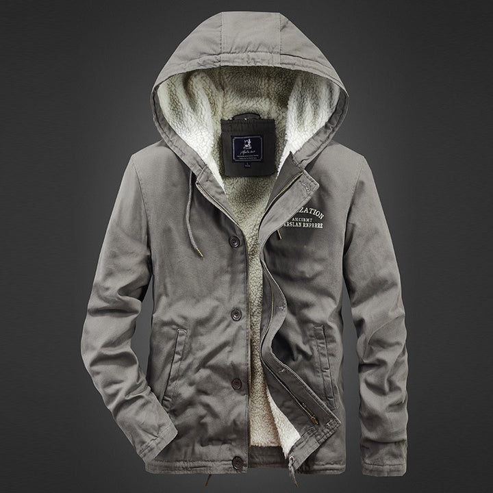 Herren warme Fleecejacke mit Kapuze und isolierendem Innenfutter Aliams