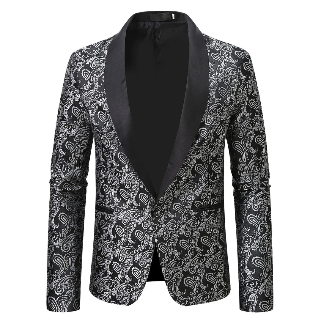 Herren eleganter Smoking-Blazer mit floralem Jacquard-Muster Aliams