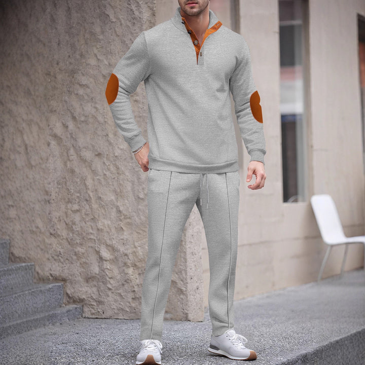 Herren sportlicher Trainingsanzug mit modischem Stehkragen und strukturierten Akzenten Aliams