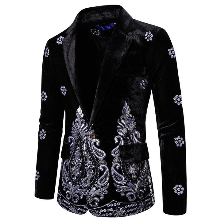 Herren eleganter Samtblazer mit opulenter Stickerei Aliams