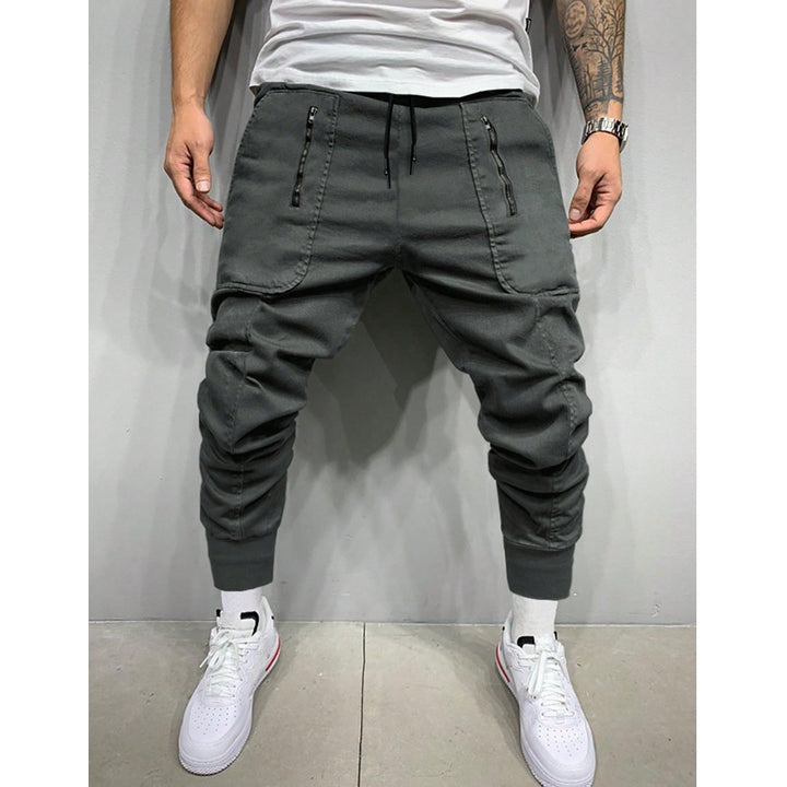 Herren stylische Jogginghose mit seitlichen Zipper-Taschen Aliams