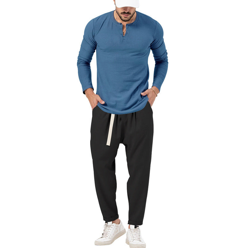 Herren Bequeme Jogginghose mit modischen Details und lässigem langarm Shirt Aliams