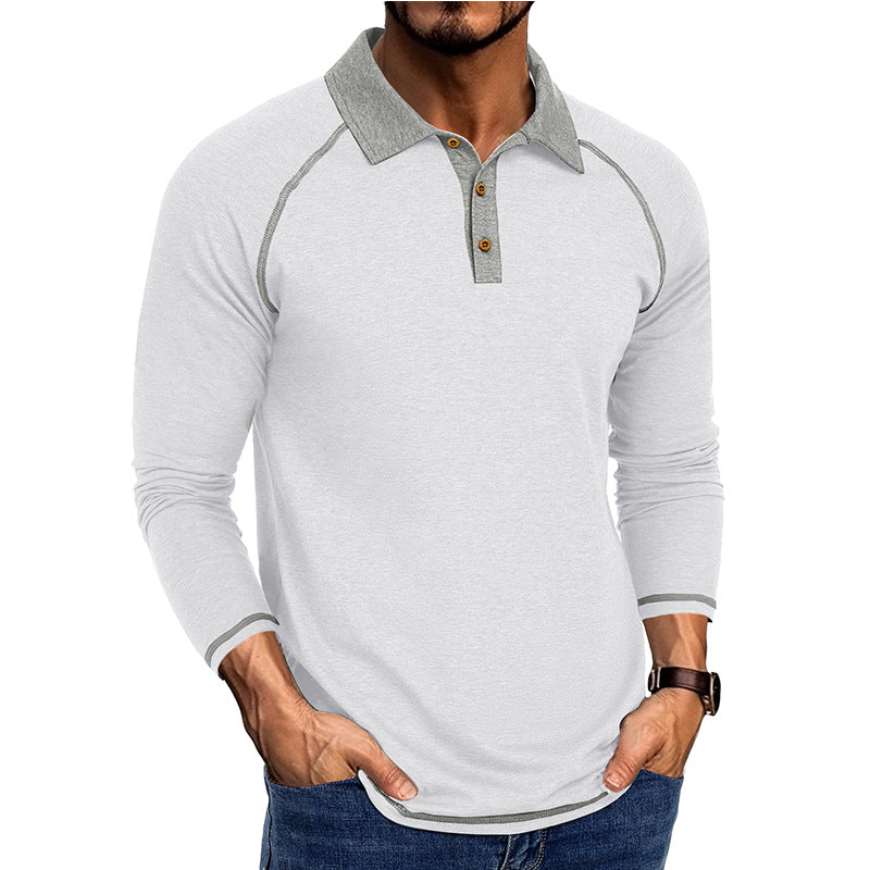 Herren sportliches Langarm-Polo-Shirt mit innovativem Kragen Aliams