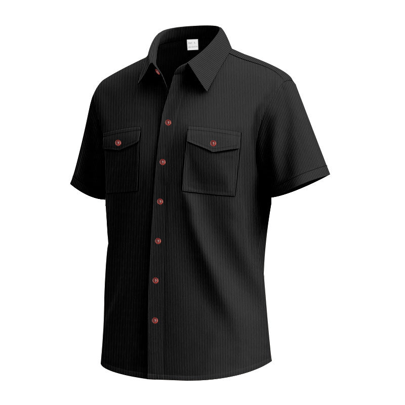 Herren elegantes Kurzarmhemd mit strukturiertem Design und praktischen Brusttaschen Aliams
