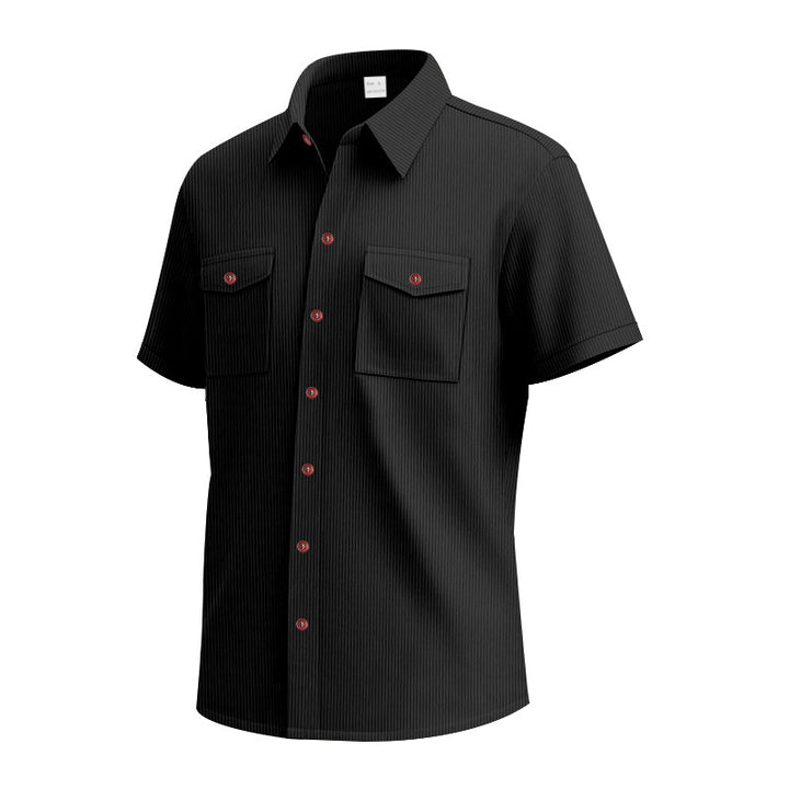 Herren elegantes Kurzarmhemd mit strukturiertem Design und praktischen Brusttaschen Aliams