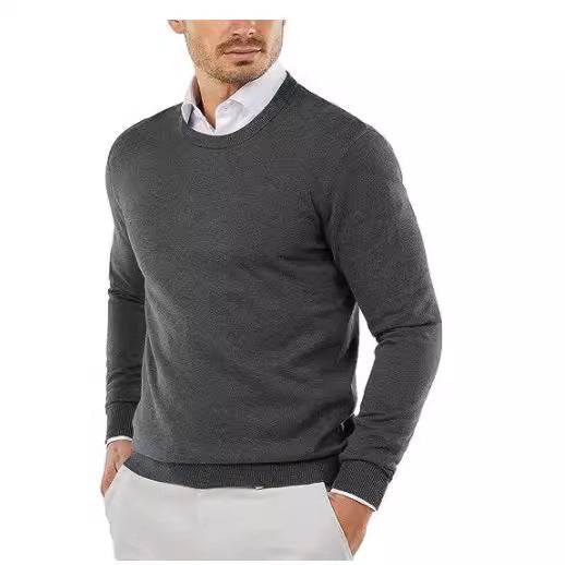 Herren eleganter Rundhals-Pullover aus feiner Baumwolle Aliams
