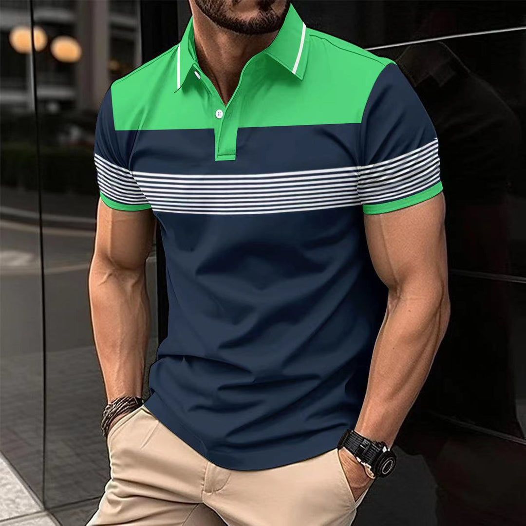 Herren Kurzarm Polohemd mit stylischem Streifenmuster und eleganten Details Aliams