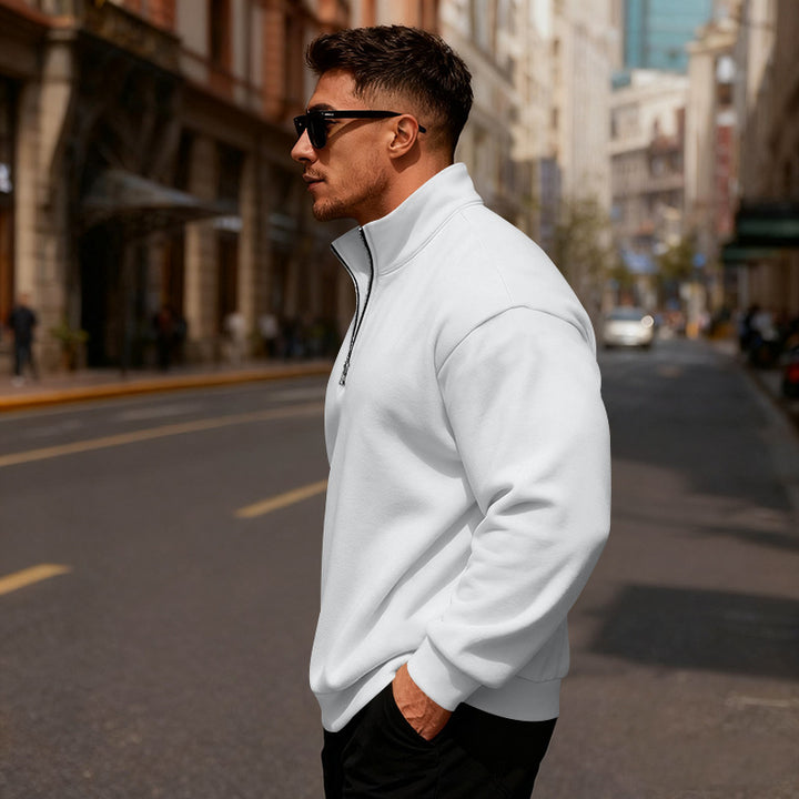 Herren Sweatpullover mit hohem Kragen und Reißverschluss Aliams