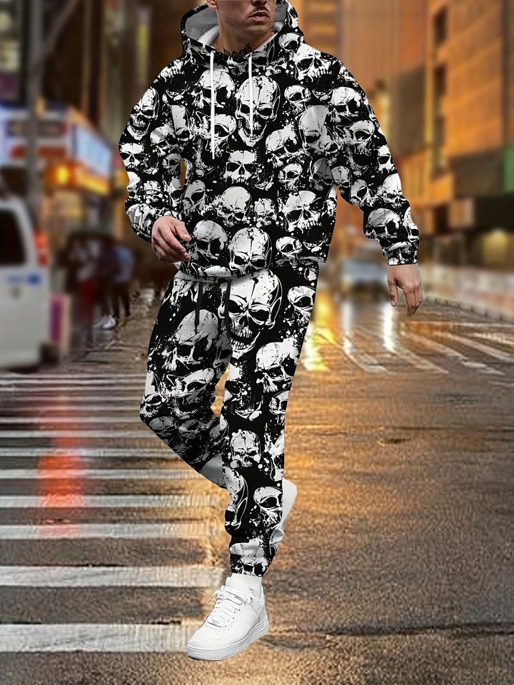 Herren Hoodie und Jogginghose im Comic-Stil mit buntem Druck Aliams