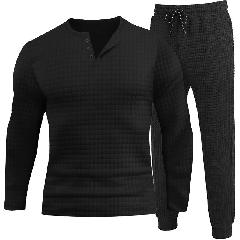 Herren Dreiteiliges Set mit strukturiertem Langarmshirt und Jogginghose Aliams