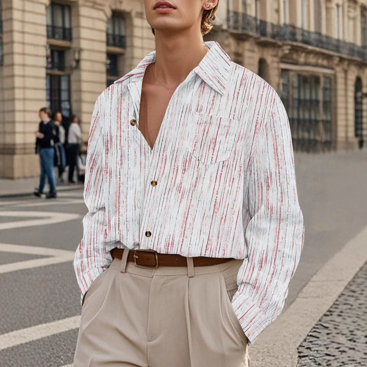 Herren Casual Hemd mit modischem Streifenmuster und praktischer Brusttasche Aliams