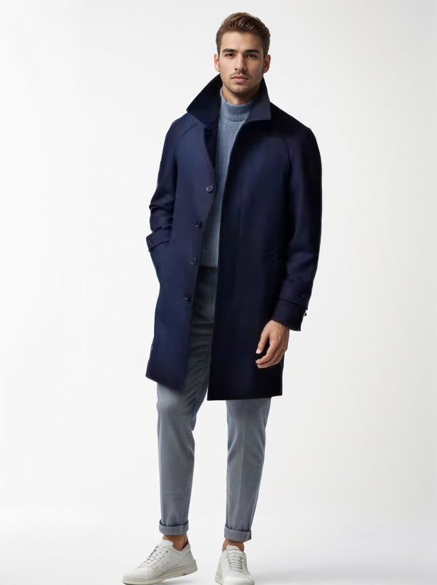 Herren klassischer Trenchcoat mit stilvollem Gürtel und doppelter Knopfreihe Aliams