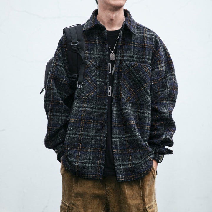 Herren Baumwoll-Flanellhemd mit praktischen Brusttaschen und modernem Karomuster Aliams