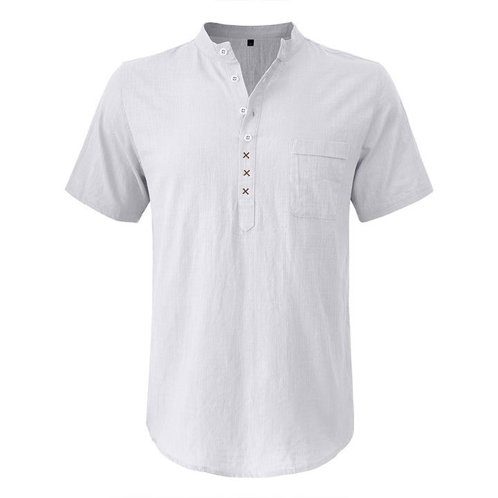 Herren Kurzarm-Henley-Shirt mit praktischer Knopfleiste und atmungsaktivem Stoff Aliams
