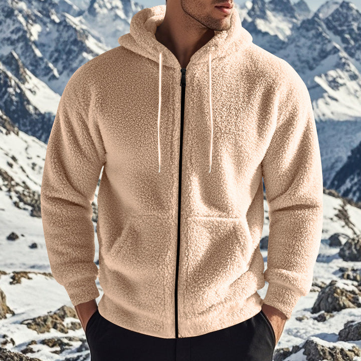 Herren Fleece Kapuzenjacke mit praktischen Taschen und modernem Schnitt Aliams