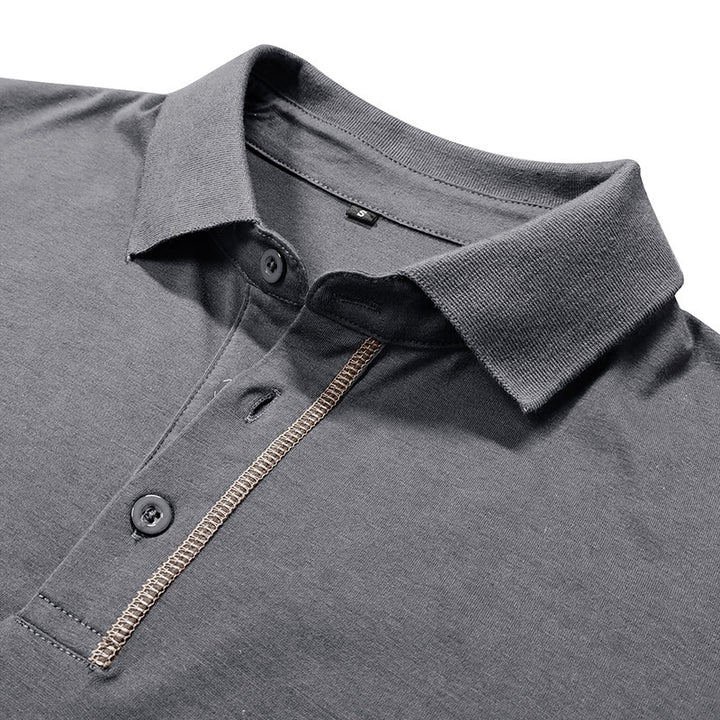 Herren elegantes Polohemd mit modischen Kontrastnähten Aliams