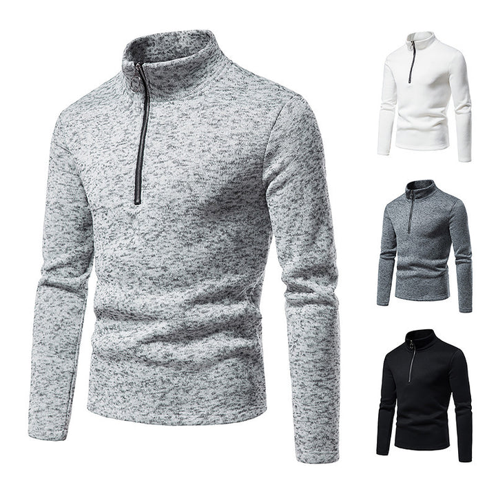 Herren Strickpullover mit modernem Zipper und hohen Kragen Aliams