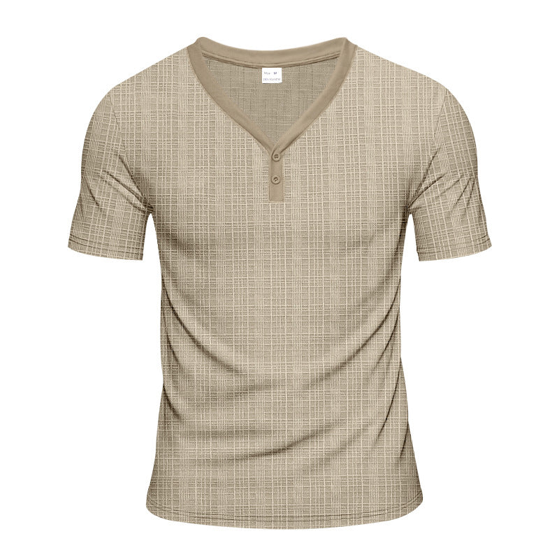 Herren Kurzarm Henley-Shirt mit strukturiertem Design und praktischen Knopfdetails Aliams