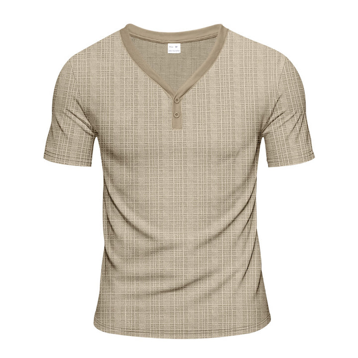 Herren Kurzarm Henley-Shirt mit strukturiertem Design und praktischen Knopfdetails Aliams
