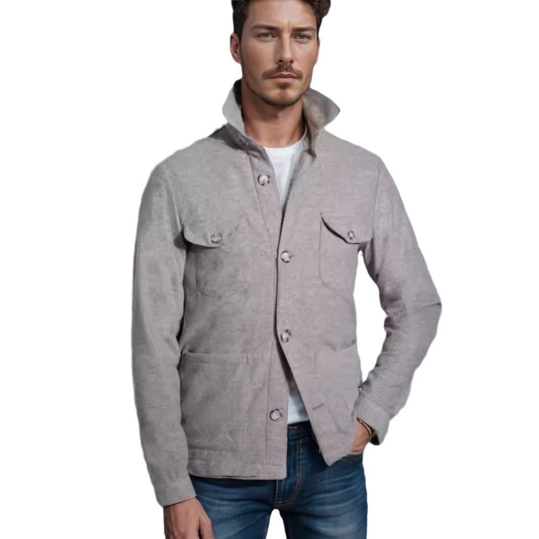 Herren praktische Jacke im schicken Utility-Stil mit hohen Kragen Aliams