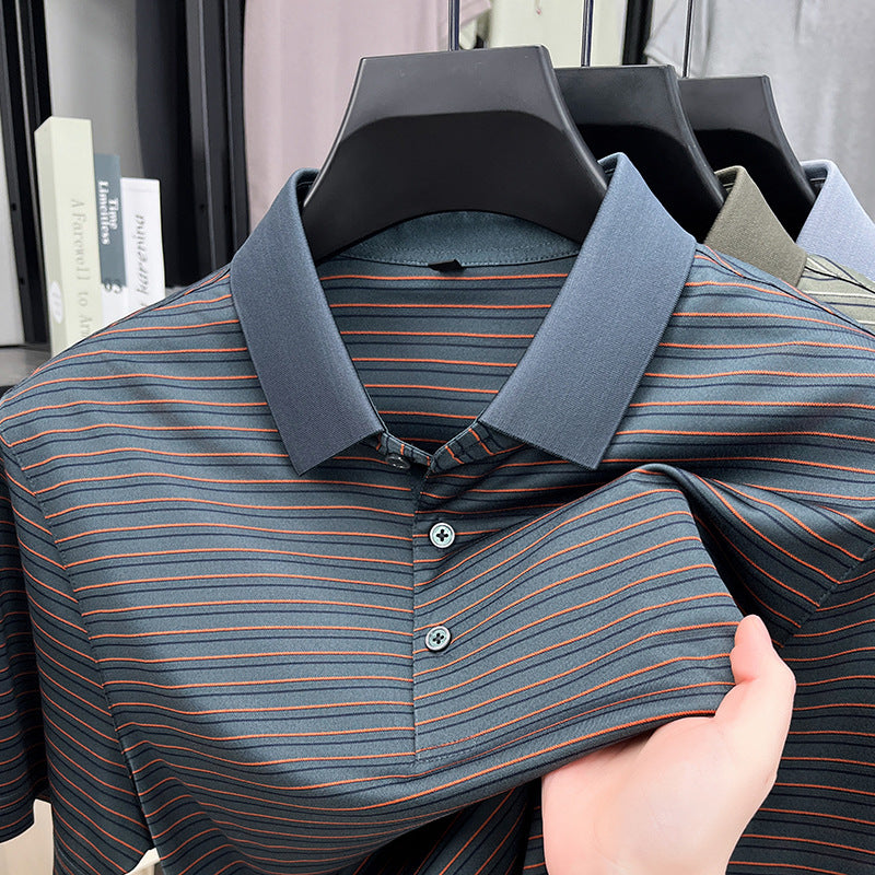 Herren Kurzarm Poloshirt mit innovativem Streifenmuster und atmungsaktiver Technologie Aliams