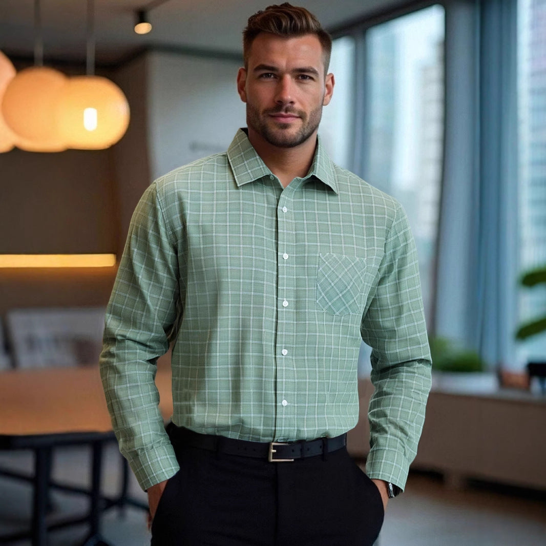 Herren Karierte Baumwollhemd Aliams