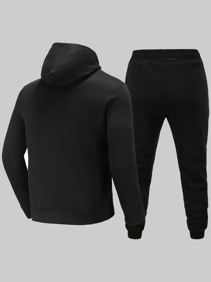 Herren Sportliches Hoodie- und Jogginghose-Set mit dynamischem Schriftzug Aliams