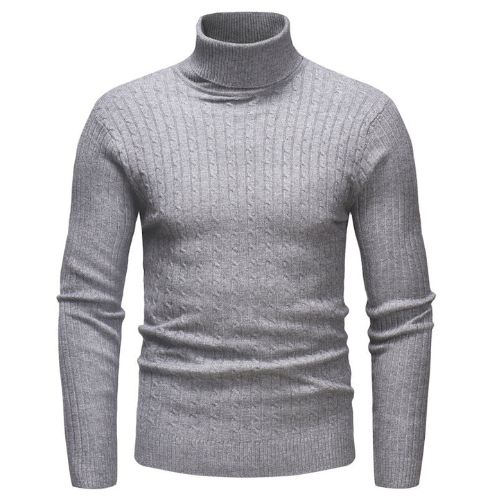 Herren Hochwertiger Rollkragenpullover mit strukturiertem Zopfmuster Aliams