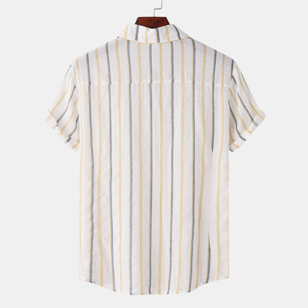 Herren Kurzarmhemd aus leichtem, atmungsaktivem Stoff mit schickem Streifenmuster Aliams