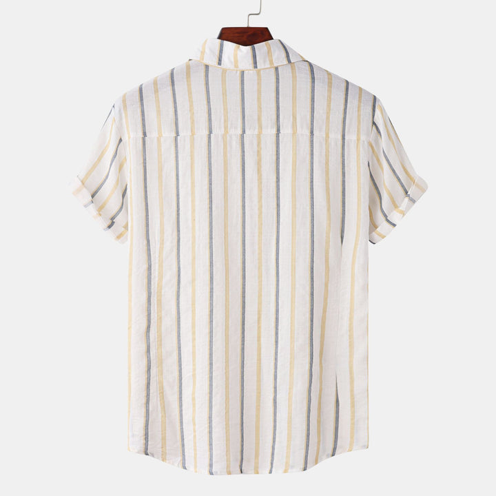 Herren Kurzarmhemd aus leichtem, atmungsaktivem Stoff mit schickem Streifenmuster Aliams