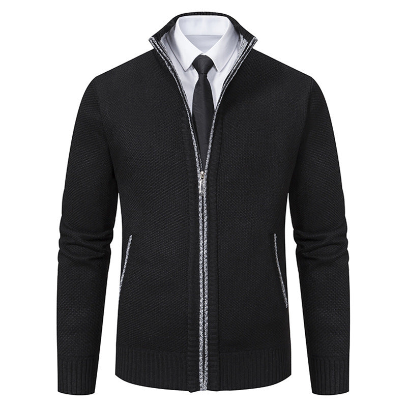 Herren elegante Strickjacke mit durchgehendem Reißverschluss und strukturiertem Design Aliams
