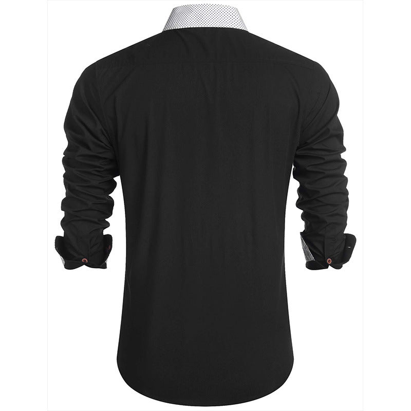 Herren elegantes Langarmhemd mit Kontrastdetails Aliams