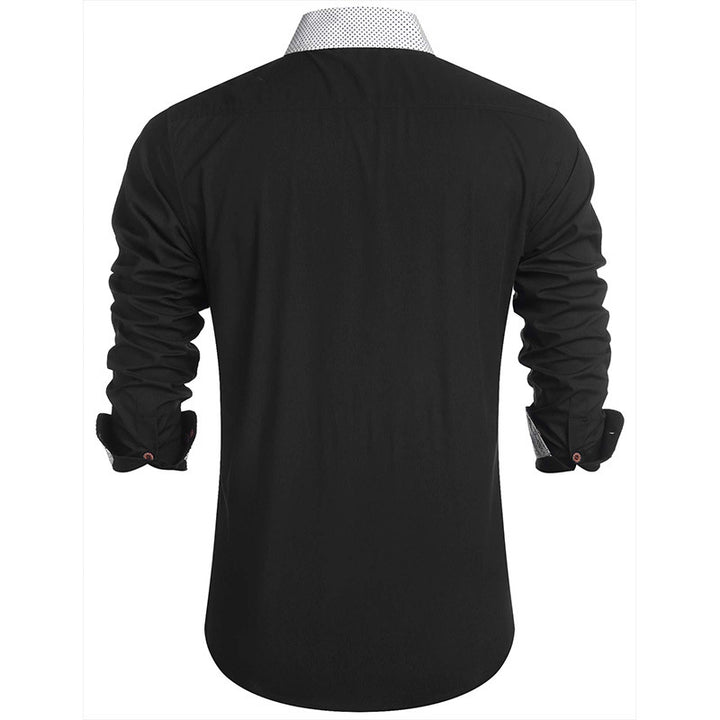 Herren elegantes Langarmhemd mit Kontrastdetails Aliams