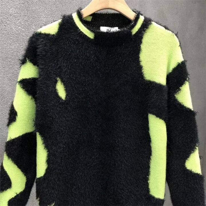 Damen kreativer Oversized-Pullover mit kontrastierendem Strukturdesign Aliams