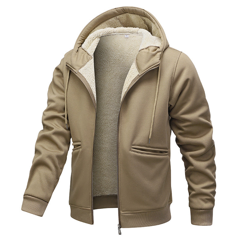 Herren wärmende Fleecejacke mit Kapuze Hedi-Mode