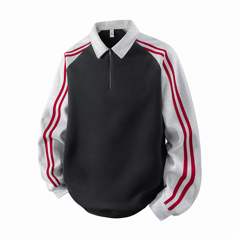 Herren Sportlicher Sweatshirt mit Stehkragen und Reißverschluss Aliams