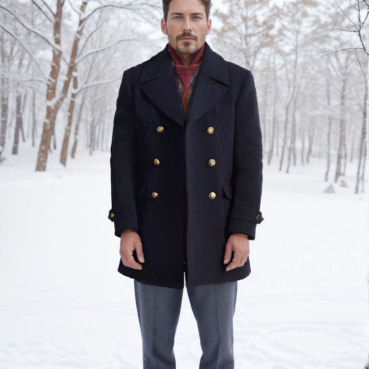 Herren eleganter Doppelt breiter Wintermantel Aliams