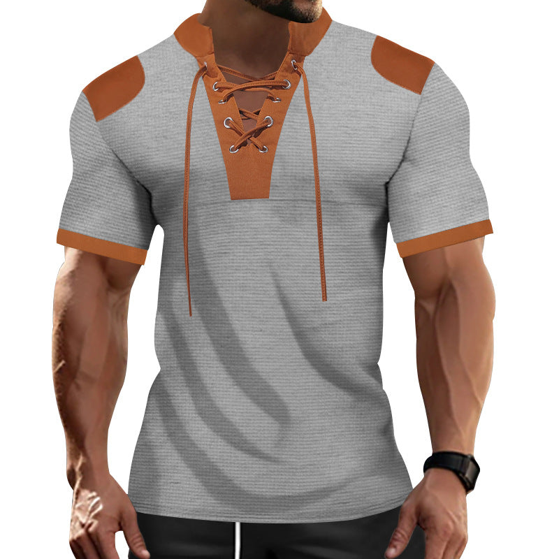 Herren sportliches Kurzarm-Shirt mit modischem Latz Aliams