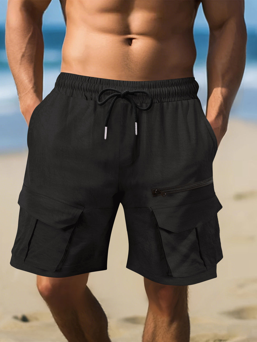 Herren Cargo-Shorts mit multifunktionalen Taschen und elastischem Bund Aliams