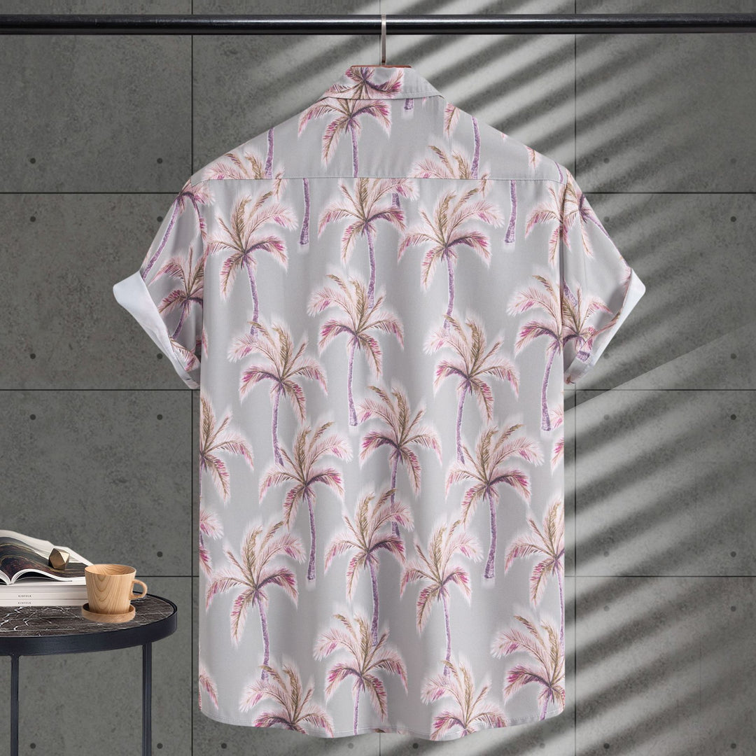 Herren Kurzarmhemd im tropischen Palmen-Design Aliams