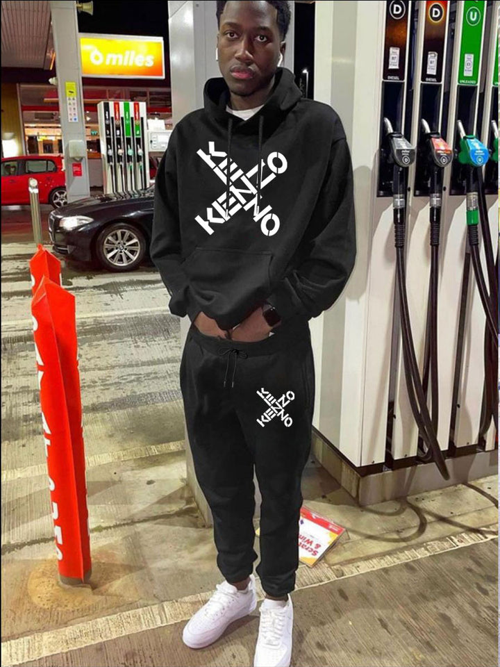 Herren Sportliches Hoodie- und Jogginghose-Set mit modernem Schriftzug Aliams