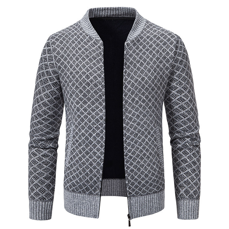 Herren Urbaner Strickjacke mit asymmetrischem Reißverschluss, hohem Kragen und modernen Details Aliams