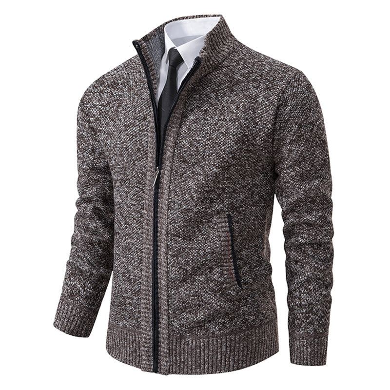 Herren elegante Strickjacke mit hohem Kragen und praktischem Reißverschluss Aliams