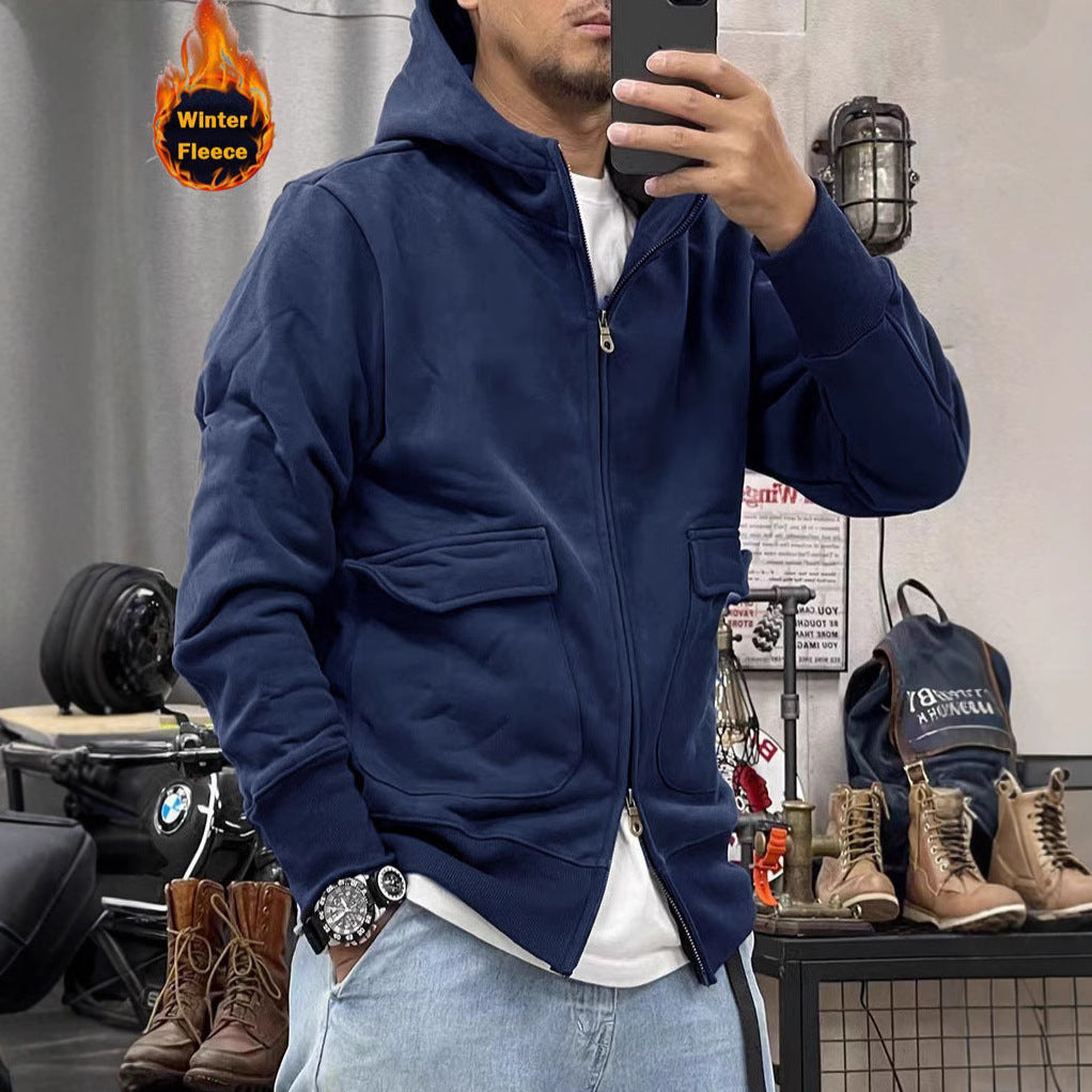 Herren warme Fleecejacke mit praktischen Taschen und modernem Schnitt Aliams