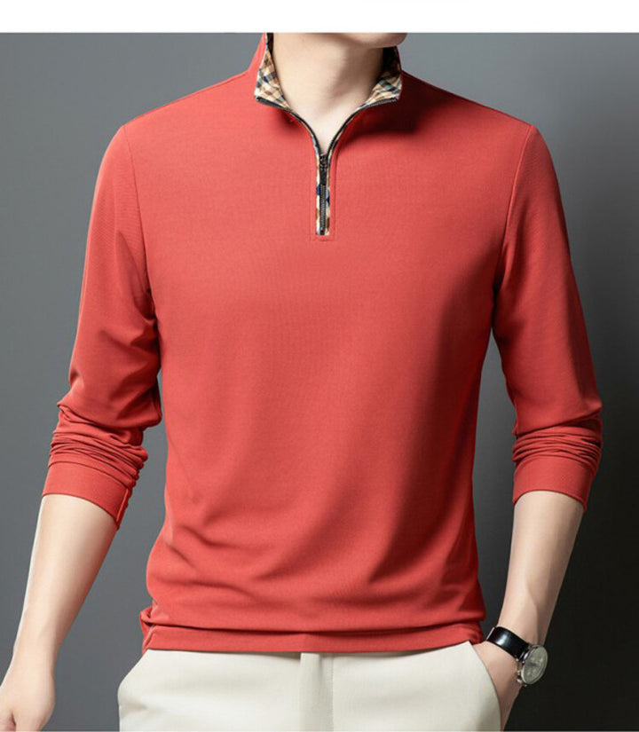 Herren Sportliches Langarmshirt mit Stehkragen und modischem Reißverschluss Aliams