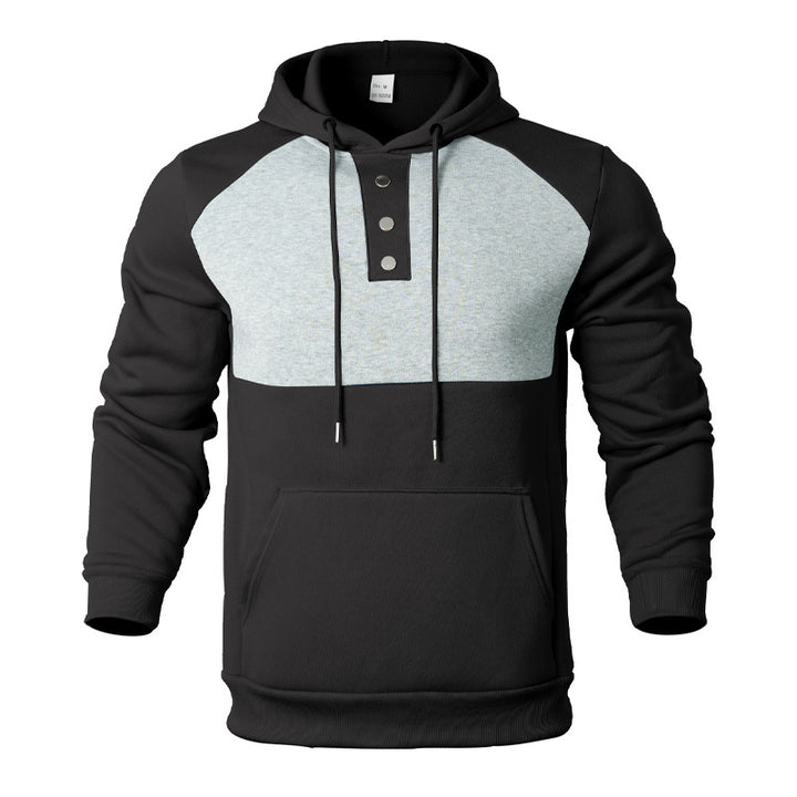 Herren Kapuzensweater mit modernem Henley-Ausschnitt und kontrastierenden Ärmeln Aliams